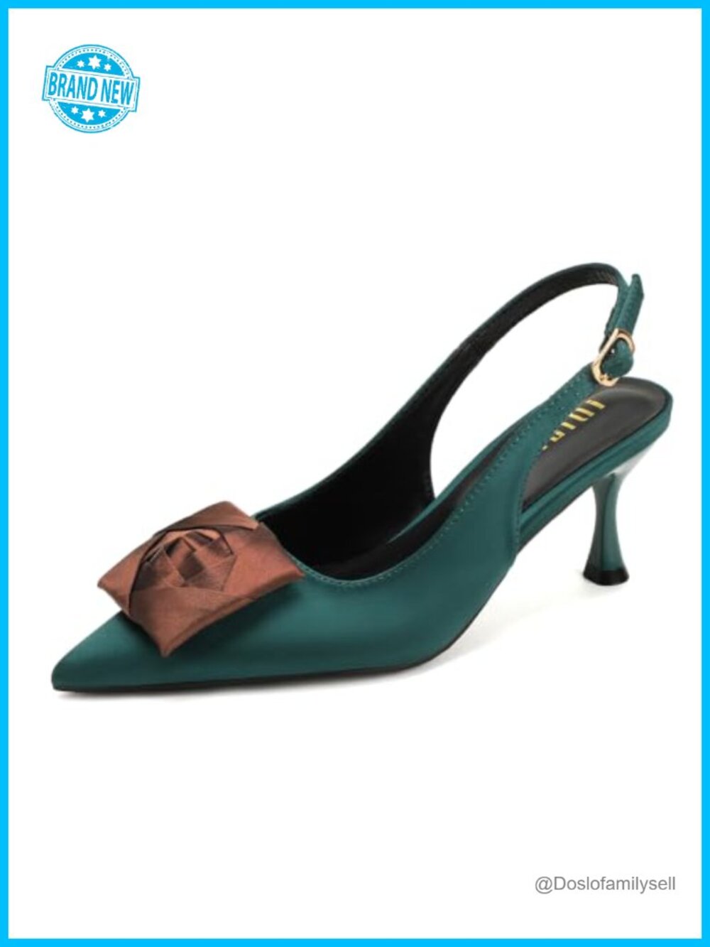 Slingback Kitten Heels Floral Pointed Toe Satin Women's Pumps